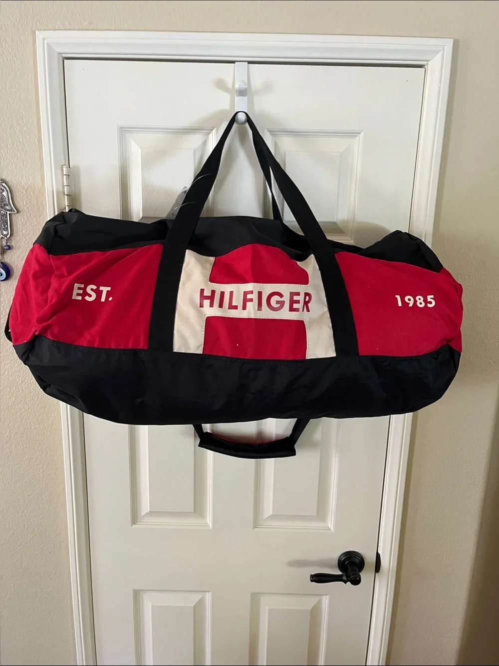 Tommy Hilfiger Black and Red Logo Duffel New with tags
